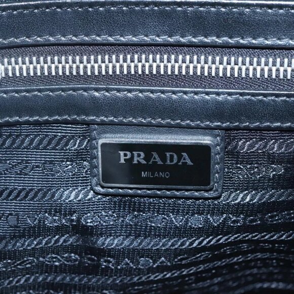 PRADA Clutch Bag Safiano leather Navy Silver Auth BD1408 - Picture 10 of 16